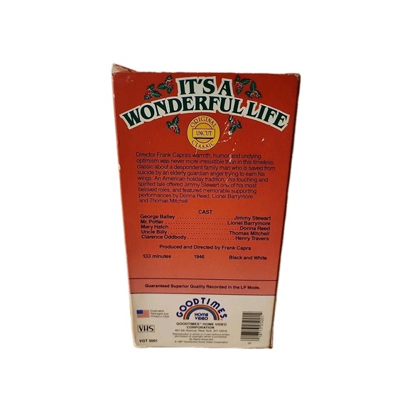 It's A Wonderful Life VHS Tape Goodtimes Home Video 1946 Classic Movie - Picture 2 of 3